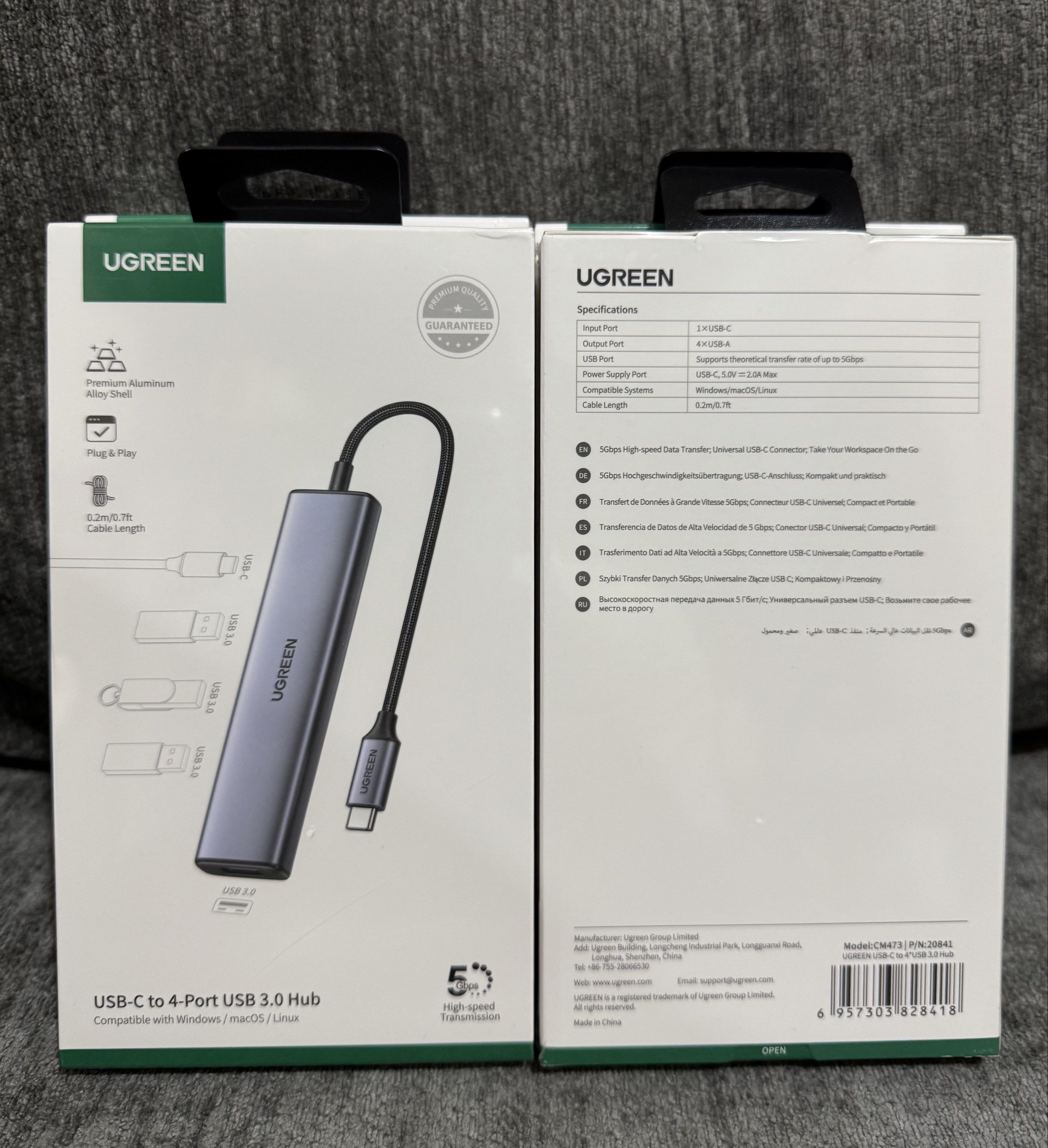 UGREEN USB-C TO 4 USB 3.0 Hub (Grey) (Category: Cables & Adaptors) located in Makati City. Submitted by jc.cuerdo (Listing ID 1421440791, Image 1). Description: UGREEN USB-C TO 4 USB 3.0 Hub (Grey) SKU 20841 Hardware Interface: USB Type C Number of Ports: 4 Compatible Devices: USB Flash Drives, Mouse, Keyboards, Laptops Operating System Linux, Windows, Mac Product Dimensions: 4.57 x 1.06 x 0.47 inches Item Weight: 1.76 ounces 1159100 CM473 20841.