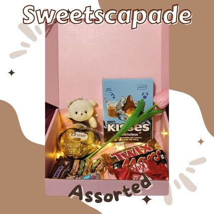 Valentines box per Color (Category: Gift Baskets & Hampers) located in Taguig. Submitted by declutterbydebbie (Listing ID 1421378266, Image 2). Description: Valentines box available 🥰🥰🥰 With mini teddy bear Tulips 10 chocolates assorted Heart chocolate Fairy lights.