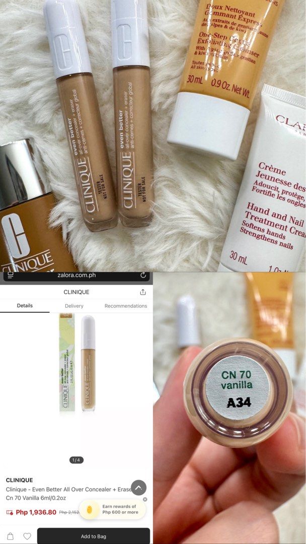 Authentic Clinique Even Better All Over Concealer - CN 70 Vanilla (Category: Makeup) located in Makati City. Submitted by authenticluxurygoodsss (Listing ID 1421606468, Image 1). Description: ONHAND ALL PHOTOS POSTED ALL DETAILS POSTED • Guaranteed Authentic • Unused Clinique Even Better All Over Concealer in Vanilla CN 70 = PHP 900 📍 Santa Rosa Laguna (Lalamove to Metro Manila ranges from 120-200).