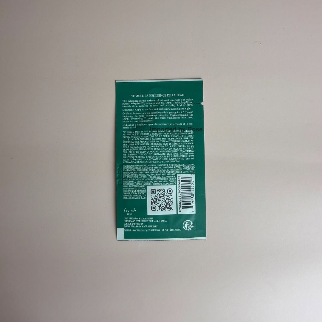 🌹 FRESH Tea Elixir Skin Resilience Activating Serum Sachet Sample 2 mL | 0.06 fl oz (Category: Face Care) located in Lapu Lapu. Submitted by importedbyrose (Listing ID 1421500969, Image 2). Description: 🌹 Item Description: FRESH Tea Elixir Skin Resilience Activating Serum Sachet Sample 🌹 Item Code: SS0070 🌹 Size: 2 mL | 0.06 fl oz 🌹 Item Condition: Brand New Payment Method: Maribank Only ✅ FULL REFUND IF FAKE – Unboxing Video Required ✅ ❌NO 