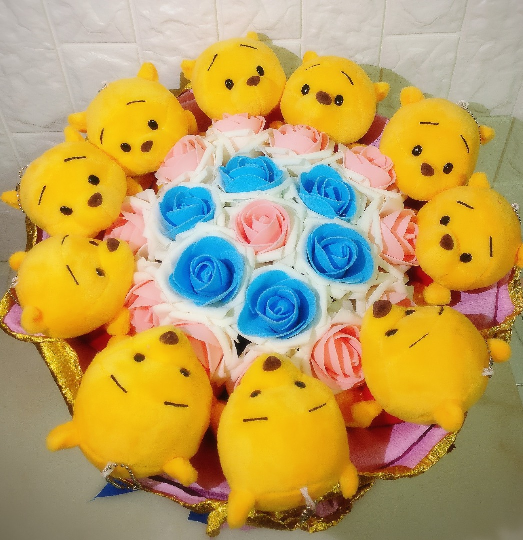 ️ Valentines Day Gift Premium Winnie the Pooh Rose Flower Bouquet for ...