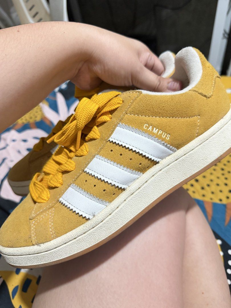 Adidas Campus Sneakers - Yellow (Category: Sneakers) located in Manila. Submitted by rmdthreads (Listing ID 1421551523, Image 2). Description: • 💯 Original Campus 80s • 9/10 condition — linis lang kase naitabi lang sa lagayan • once ko lang nagamit sa duty • Limited Edition.