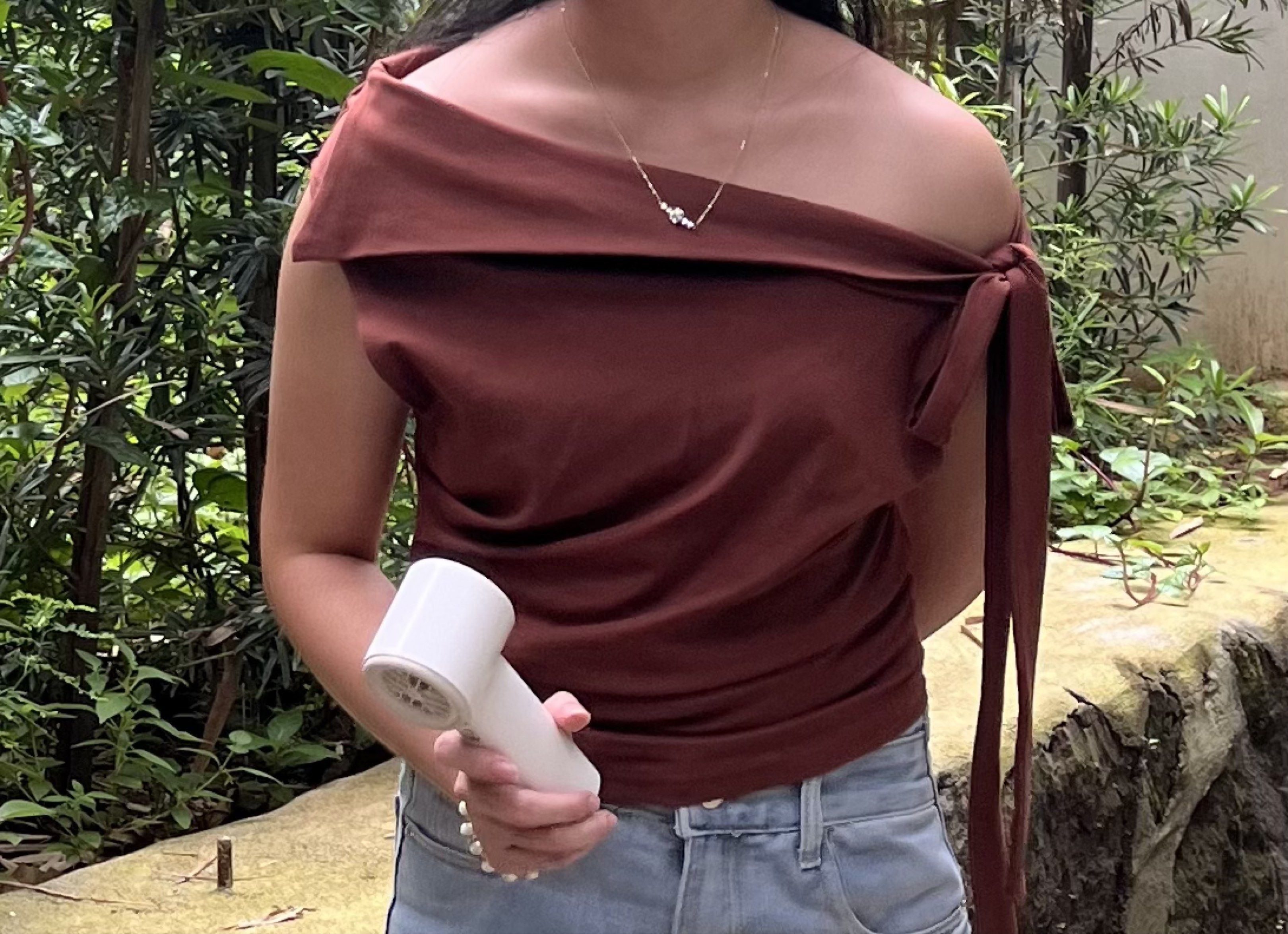 Asymmetric Off-Shoulder Top (Category: Blouses) located in Paranaque City. Submitted by aunocrate (Listing ID 1421553045, Image 2). Description: - used once! - no issues - can be fit to s-m - mop: gcash, gotyme.