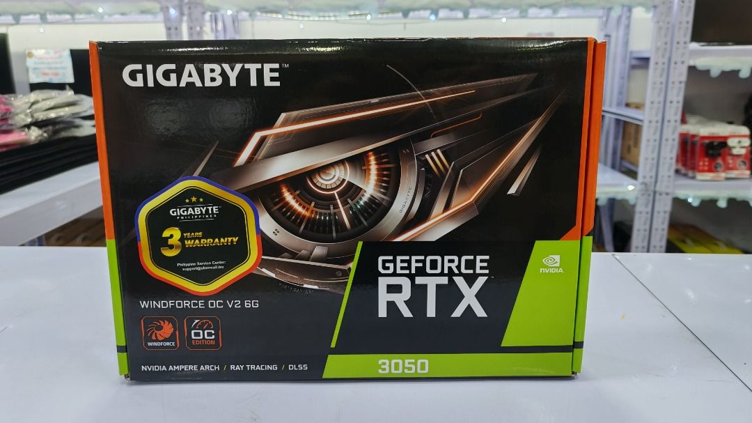 Brandnew Gigabyte RTX3050 6GB (Category: Computer Parts) located in Cavite. Submitted by donaldfranco1989 (Listing ID 1421494154, Image 1). Description: 🔹 Basic Info GPU: NVIDIA GeForce RTX 3050 Architecture: Ampere Best For: 1080p gaming 🔹 Performance CUDA Cores: 2,560 Boost Clock: ~1.77 GHz (varies by model) 🔹 Memory VRAM: 8GB Type: GDDR6 Bus Width: 128-bit 🔹 Power Power Usage: ~130W Power Connector: 1 × 8-pin Recommended PSU: 450W 🔹 Ports