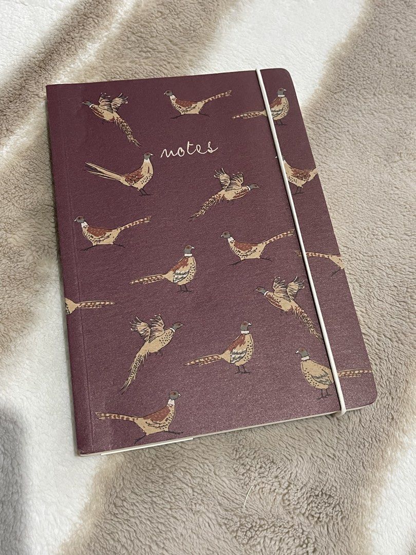Butterfly and Pheasant Design Notebook (Category: Stationery & School Supplies) located in Manila. Submitted by mlcapindin50727 (Listing ID 1421453654, Image 3). Description: - Butterfly and pheasant design notebook - Lined pages - Elastic band closure - Unused condition - Sturdy cover - Ideal for notes, sketches, and journaling - from UK.