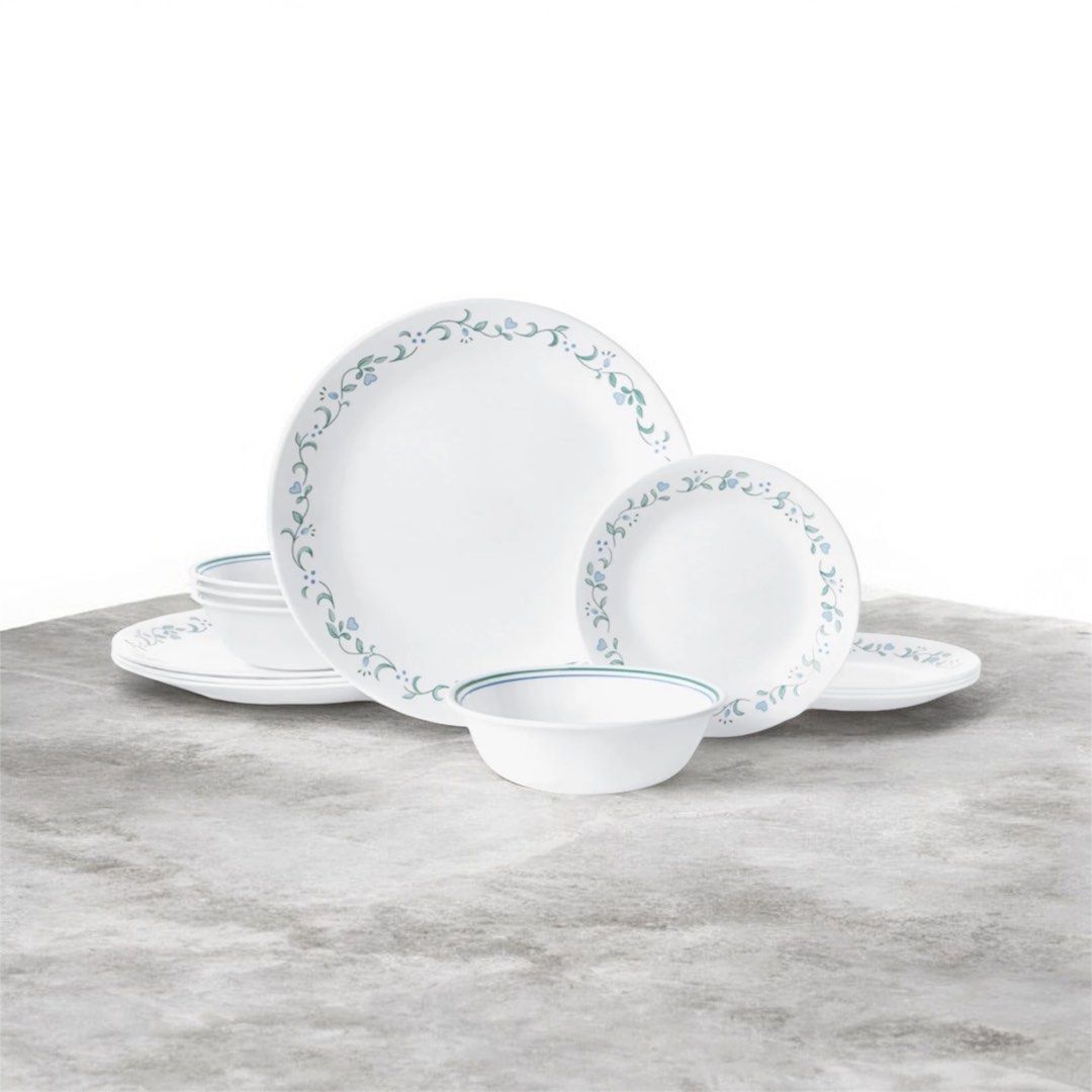 Corelle Classic 12-Piece Dinnerware Set (Category: Dinnerware & Cutlery) located in Pasig City. Submitted by pixiedust78 (Listing ID 1421536608, Image 2). Description: Corelle 12-pc Dinnerware Set Design: Country Cottage Includes: 4 dinner plates, 4 appetizer plates, 4 cereal bowls.