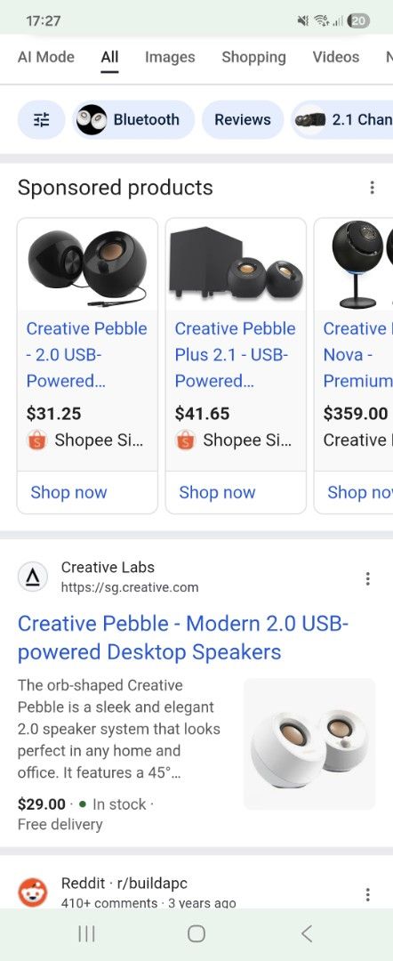 Creative Pebble USB Desktop Speakers White403402008005201923