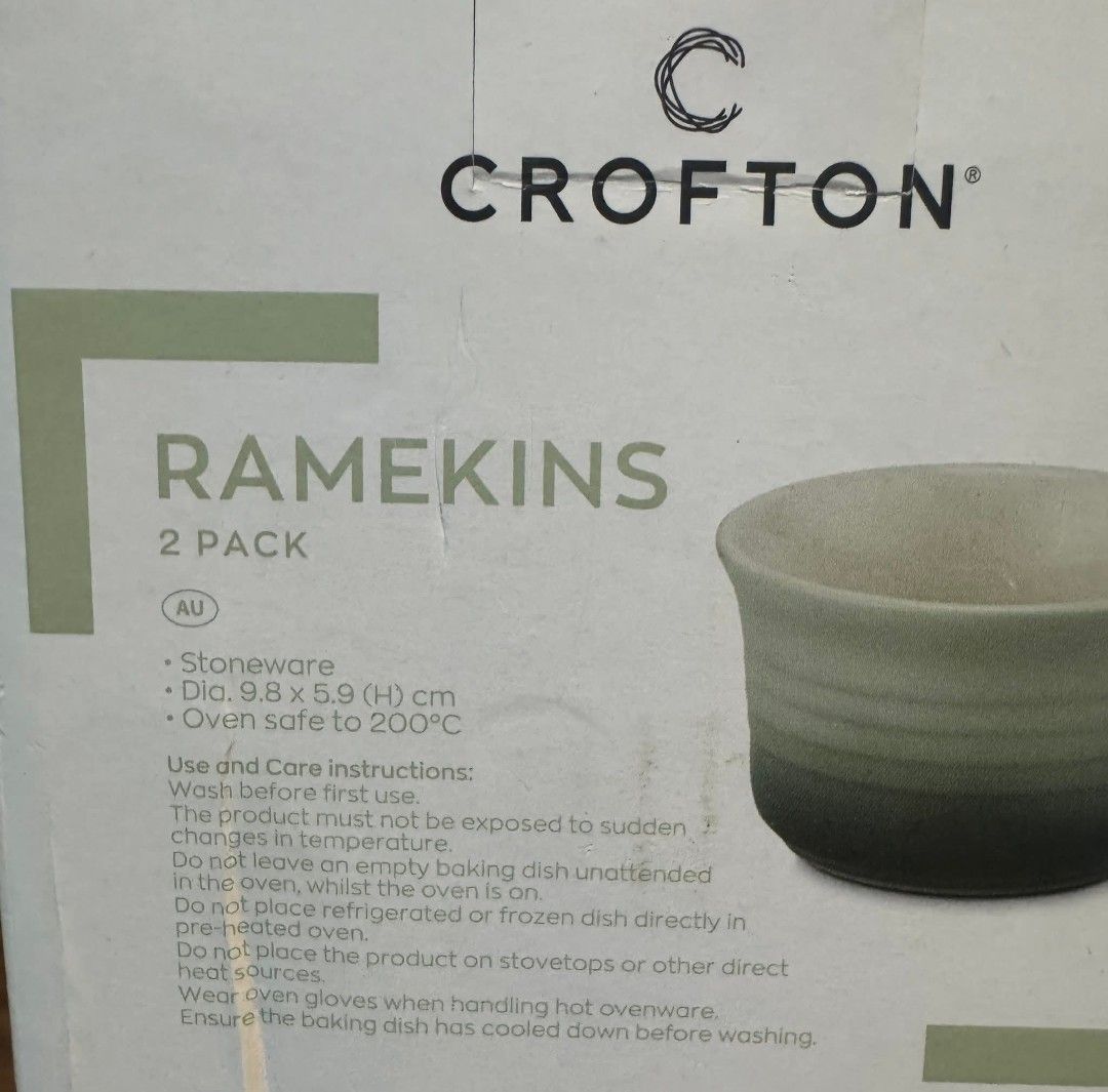 Crofton Ramekins 2 Pack (Category: Bakeware) located in Manila. Submitted by ormelynmal86309 (Listing ID 1421478926, Image 3). Description: Crofton RAMEKINS- 2 PACK • Stoneware • Dia. 9.8 x 5.9 (H) cm • Oven safe to 200°C ₱300.