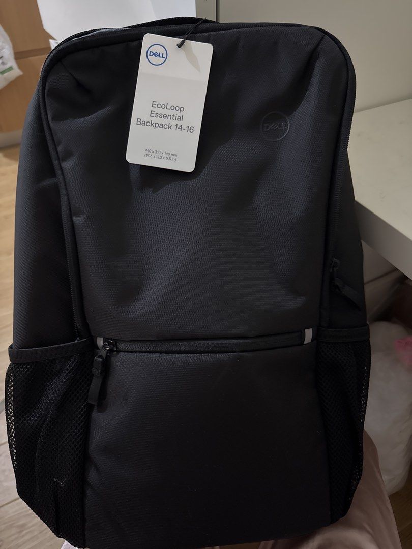 Dell EcoLoop Essential Backpack 14-16 (Category: Backpacks) located in Manila. Submitted by asprelovedcni (Listing ID 1421570814, Image 1). Description: - Dell EcoLoop Essential Backpack - Fits laptops 14-16 inches - Sleek black design - Features Dell logo - Front zippered pocket - Side mesh pockets - Brand new with original tag.