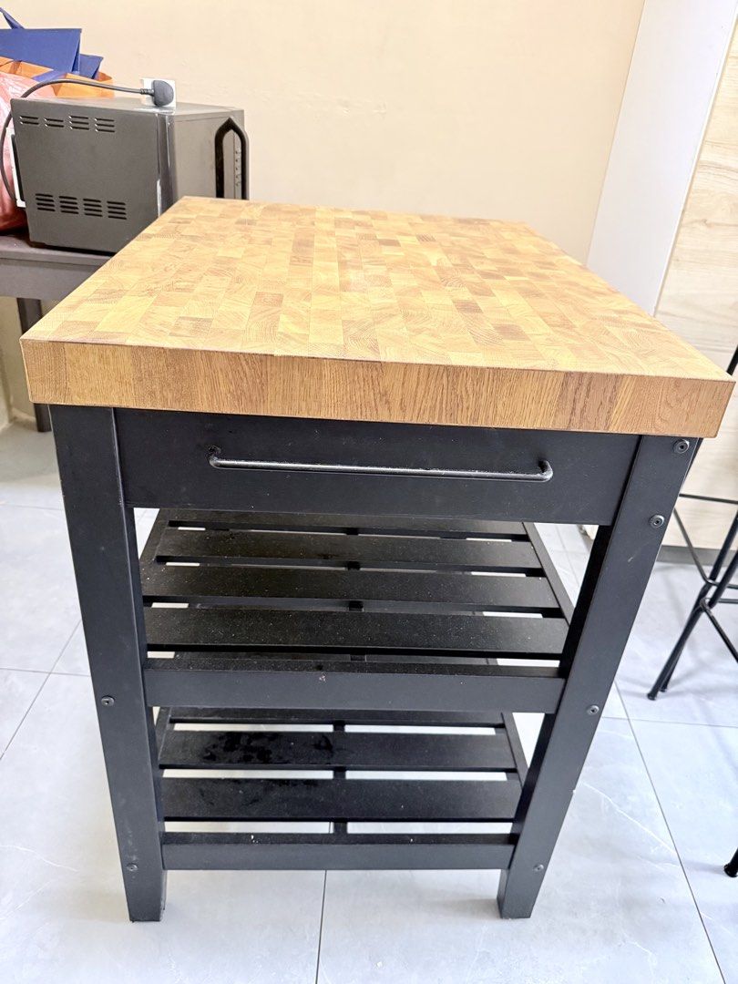 IKEA Kitchen Island with Butcher Block Top, Furniture & Home Living ...