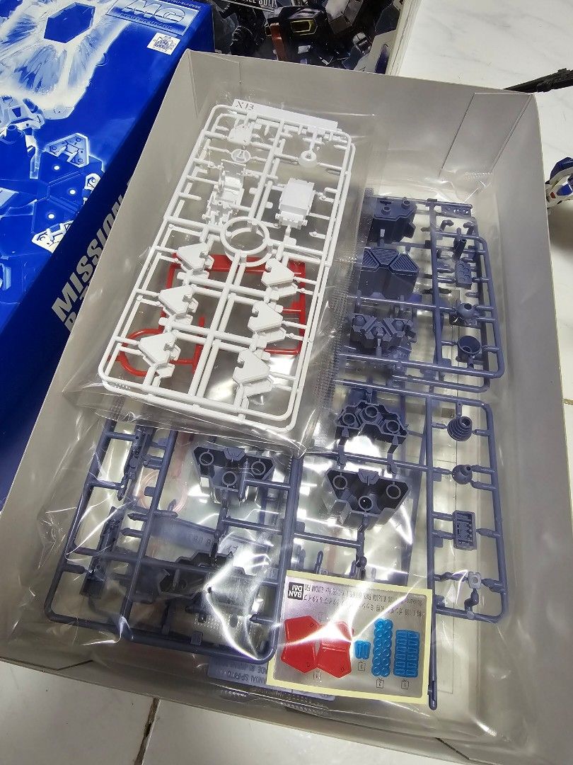 MG F90 Gundam & Mission Pack K Type, with unbuilt B Type (Category: Gundam Model Kits) located in Singapore. Submitted by z_exia (Listing ID 1421533629, Image 4). Description: MG F90 Gundam with mission pack B type and K type. Built and panel lined with stickers applied, comes with all original accessories and decals. Mission pack B type still unbuilt..