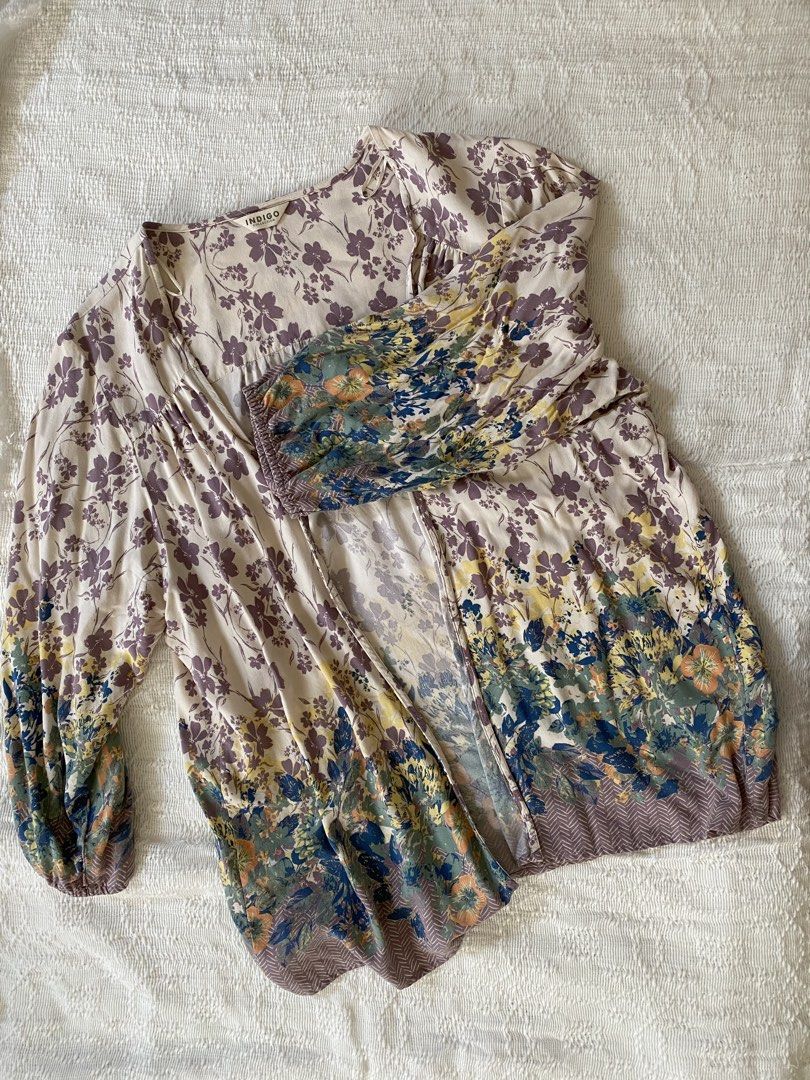 M&S Floral Blouse UK12 (Category: Blouses) located in Pasig City. Submitted by getstuffph (Listing ID 1421562754, Image 1). Description: - M&S floral blouse - UK Size 12 / EUR 40 / CN 165/88A - Long sleeves - Relaxed fit - Color palette: cream, purple, blue, yellow .
