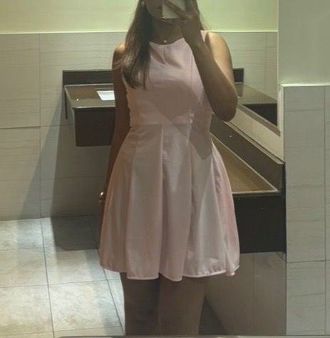 Pink Dress (Category: Dresses) located in Makati City. Submitted by irodri (Listing ID 1421539913, Image 2). Description: - used once - 5’4 for reference - Round neckline - from BSD Best Seller Dress from TikTok shop loc: Makati.