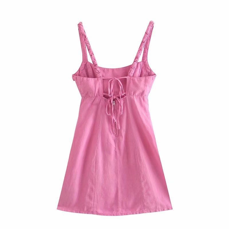 Pink Mini Dress with Braided Straps (Category: Dresses) located in Cainta. Submitted by laazzz (Listing ID 1421617317, Image 2). Description: - Pink mini dress - Braided straps - Square neckline - Fitted bodice - A-line skirt - Tie-up back detail - Side slit - Great for casual or party wear.