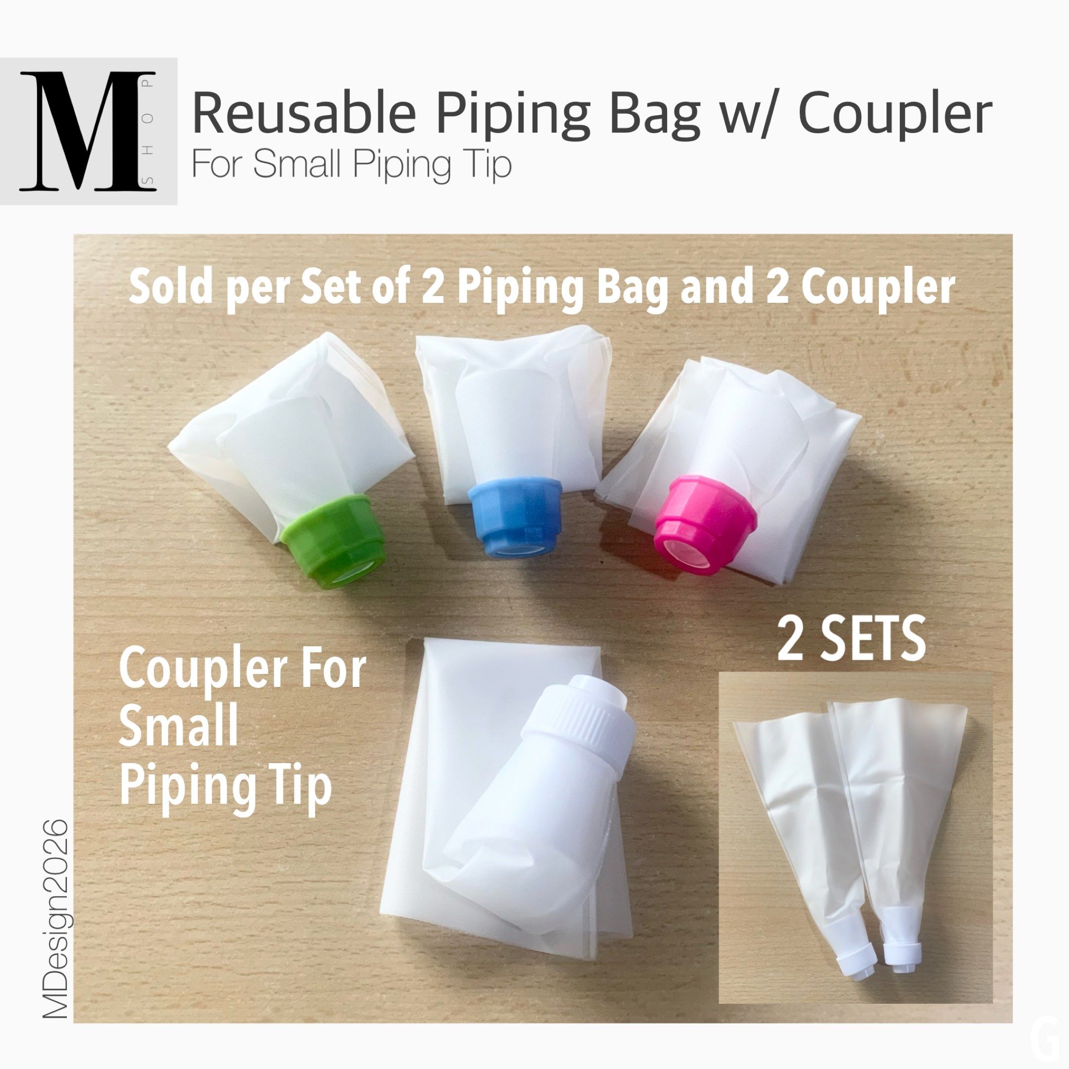Reusable Piping Bag with Coupler, 2 Sets (Category: Bakeware) located in Manila. Submitted by mshopmla (Listing ID 1421474308, Image 1). Description: Reusable Piping Bag with Coupler For Small Piping Tip SOLD PER SET OF 2 Piping Bag and 2 Coupler Product Code: RPBC-2 Price: Php 60.00 per set of 2 #reusablepipingbagandcoupler #MShop #theMFMshop #MShopmla.