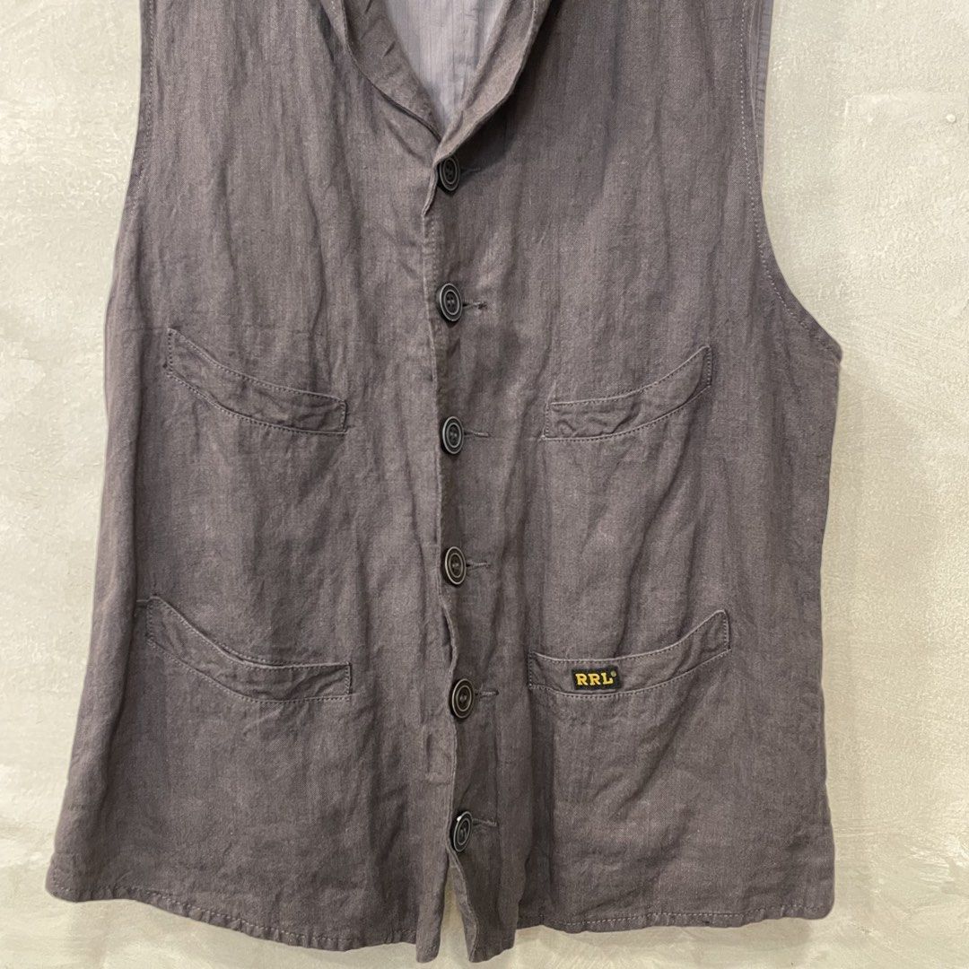 RRL Double RL Houndstooth Vest (Category: Vests) located in Manila. Submitted by walter_wt (Listing ID 1421545768, Image 3). Description: RRL Double RL vest features a unique houndstooth pattern on the back. Size: fits medium Dimension: Length: 25 Width: 18 No issue.