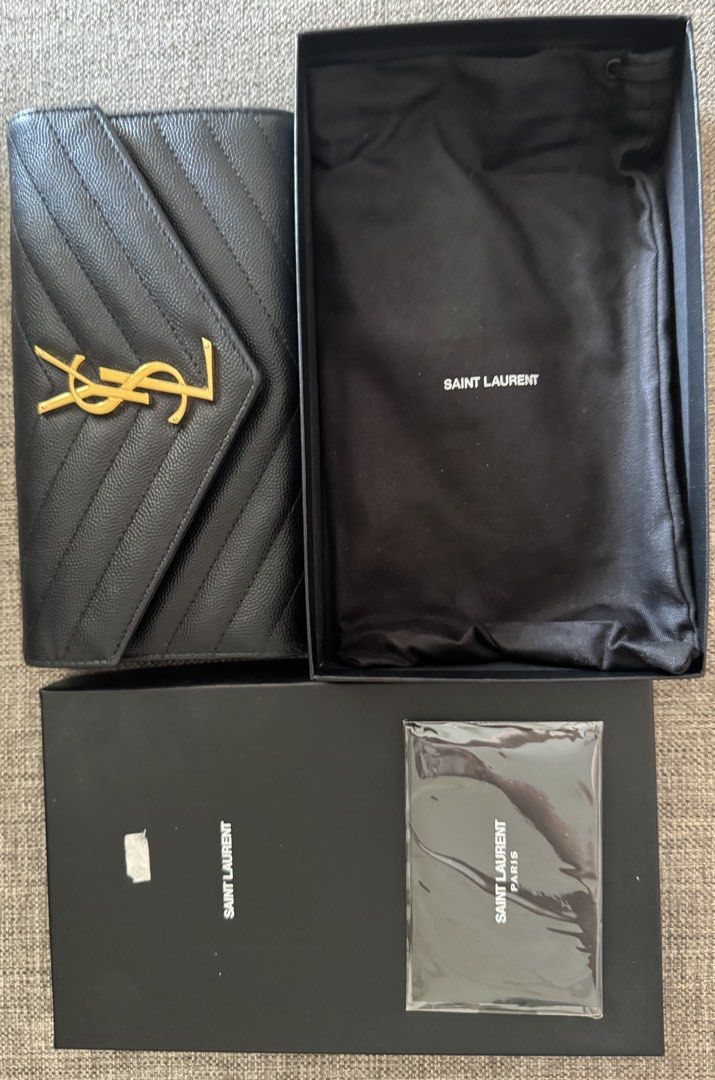 Saint Laurent Monogram Wallet - Black, Luxury, Bags & Wallets on Carousell