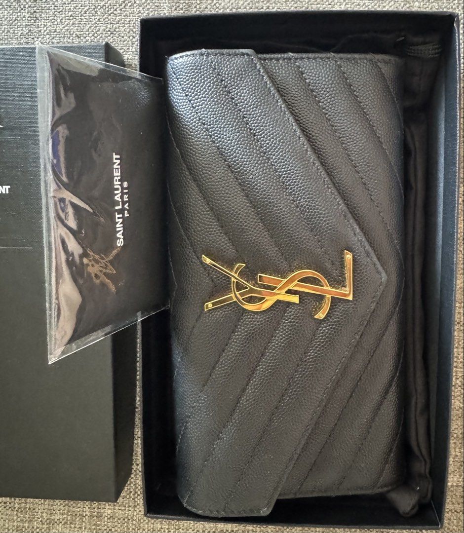 Saint Laurent Monogram Wallet - Black, Luxury, Bags & Wallets on Carousell