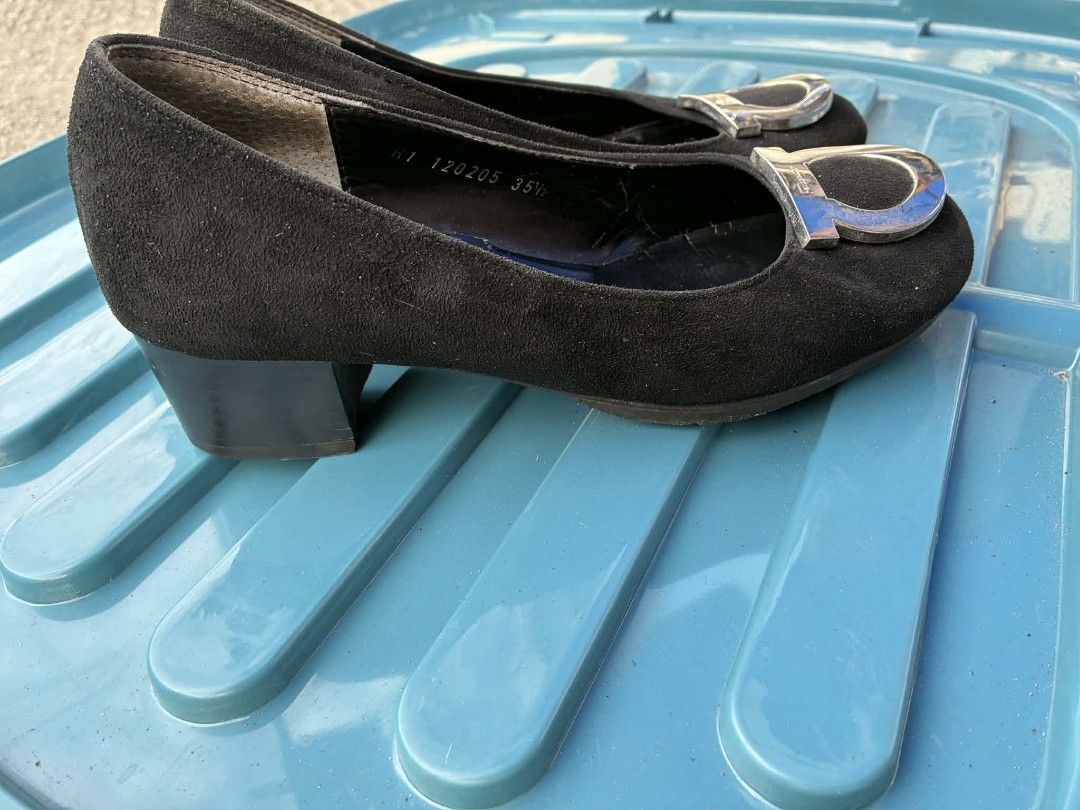 Salvatore Ferragamo Black Suede Heels (Category: Heels) located in Davao. Submitted by lee_ly (Listing ID 1421541843, Image 2). Description: - Salvatore Ferragamo heels - Black suede - Features Gancini buckle - Made in Italy - Size 35.5 - Block heel - Timeless design - Suitable for various occasions *price is negotiable*.