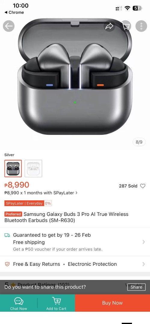 Samsung Galaxy Buds3 Pro AI True Wireless Earbuds (Category: Earphones) located in Manila. Submitted by aringother24058 (Listing ID 1421579155, Image 1). Description: ￼Samsung Galaxy Buds 3 Pro AI True Wireless Bluetooth Earbuds (SM-R630) 4,999 super mahal nito… Selyado po ito...