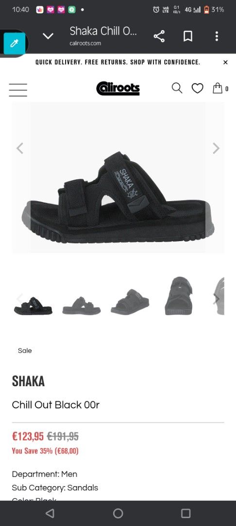 Shaka Chill Out Black Sandals (Category: Flats & Sandals) located in San Mateo. Submitted by roxyj120919 (Listing ID 1421545223, Image 1). Description: - Shaka Chill Out sandals - Color: Black - Size: EU 42/43, UK 9, JP 27.0 - Adjustable straps for a secure fit - Durable sole for traction - Perfect for casual wear.