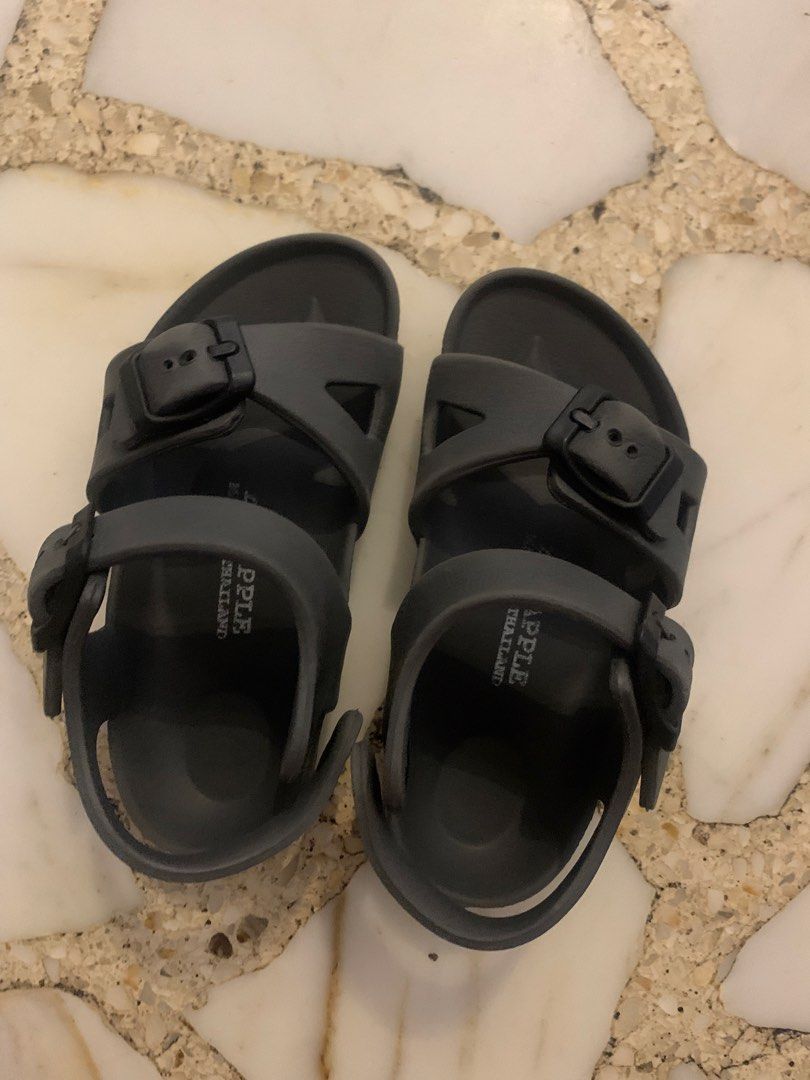 Thailand Apple Sandals Size 24 (Category: Babies & Kids Fashion) located in Makati City. Submitted by xaannee (Listing ID 1421460069, Image 1). Description: Gray Apple sandals, size 24, made in Thailand. Adjustable straps and textured sole. Great for everyday use. Pick up at makati.