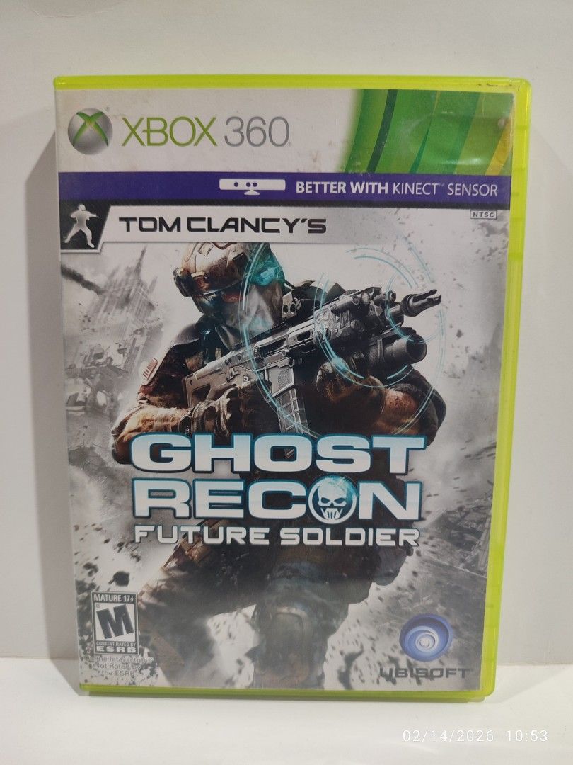 XBOX 360 - Ghost Recon: Future Soldier (PRE-OWNED) "for NTSC & PAL" (Category: Xbox) located in Mendez-Nunez. Submitted by sf2_gameshop (Listing ID 1421473074, Image 1). Description: PLEASE READ The disc will work on an NTSC & PAL Xbox 360 unit. It will not work on NTSC/J NTSC/J - X (NO) NTSC - √ (Yes) PAL - √ (Yes) CONDITION: Pre-owned item. The disc is in good condition. Tested working. GENRE: Tactical shooter MODE: Single-player REGION: NTSC (