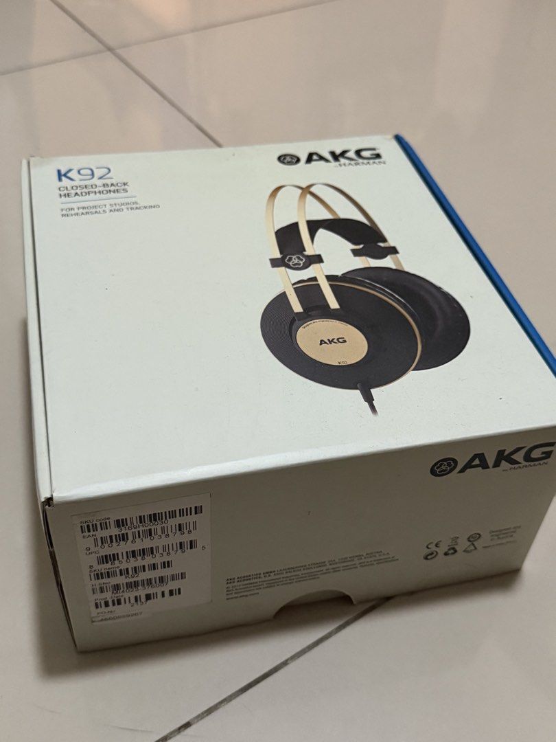 AKG K92 Closed-Back Headphones (Category: Headphones & Headsets) located in Quezon City. Submitted by magustore (Listing ID 1421638097, Image 1). Description: - AKG K92 closed-back headphones - Stylish gold and black design - Includes original box - Designed and engineered in Vienna - Comes with original packaging.