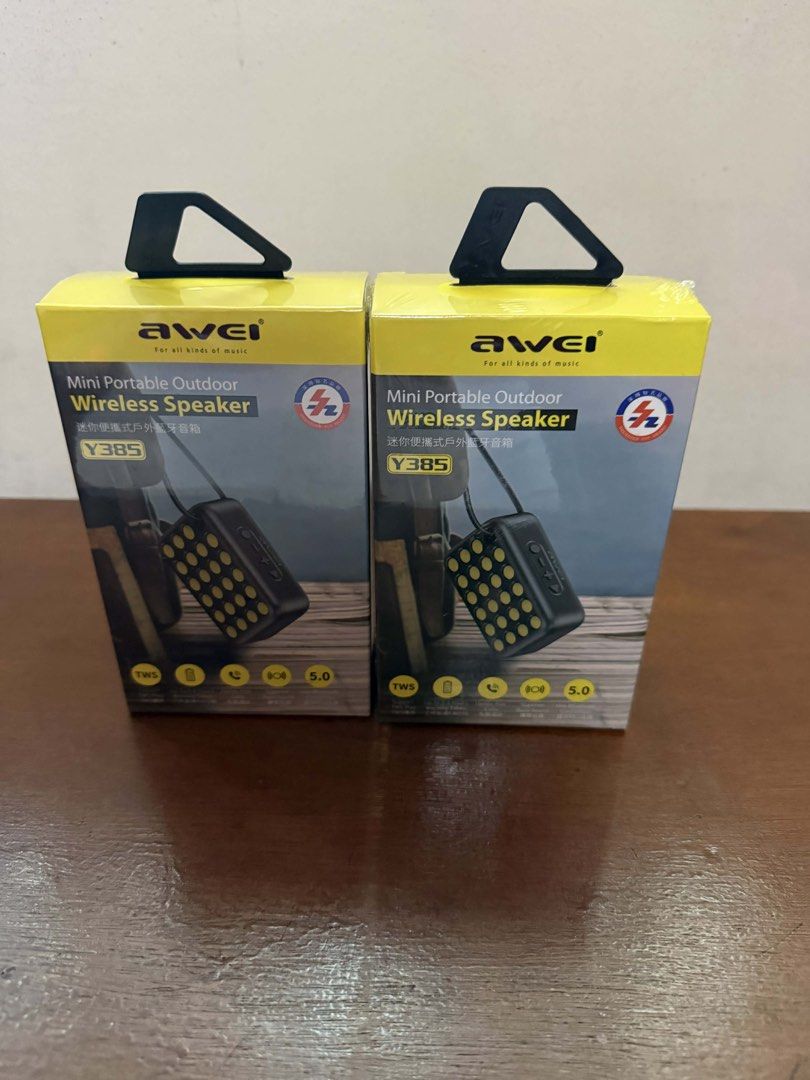 Awei Mini Portable Outdoor Wireless Speaker Y385 (Category: Soundbars, Speakers & Amplifiers) located in Imus. Submitted by silentfire-353921 (Listing ID 1421632563, Image 1). Description: - Awei Y385 Mini Portable Wireless Speaker - Designed for outdoor use - Features TWS (True Wireless Stereo) - Bluetooth 5.0 - Includes: Speaker only - Ideal for listening to music on the go.