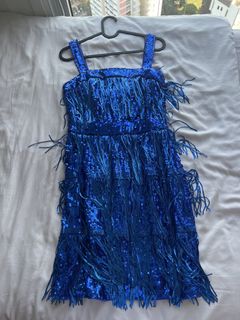 princess polly baby blue dress uublik Kids Sequin Fringe Dress Size 2T-7 Sparkling Tassel Sleeveless Dress  Little Girls Dance Wear Party Latin Dance Dress Sky Blue main image 0