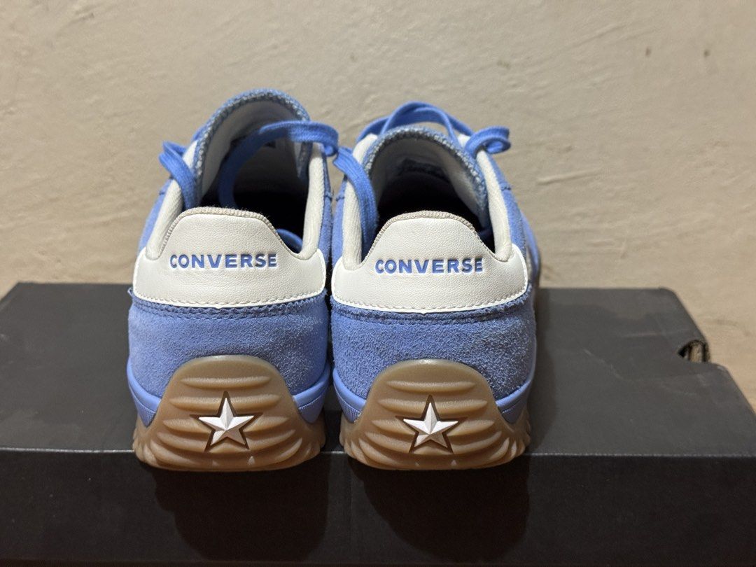 Converse Run Star Trainer (Category: Sneakers) located in Pasig City. Submitted by dranier (Listing ID 1421655198, Image 3). Description: Converse Run Star Trainer - Light blue colorway - Suede upper - Dirt on the suede as seen in photos - Gum rubber outsole - Men's US 8 / Women's US 9.5 (TTS, fits smaller than Chuck Taylors) - Includes original box.