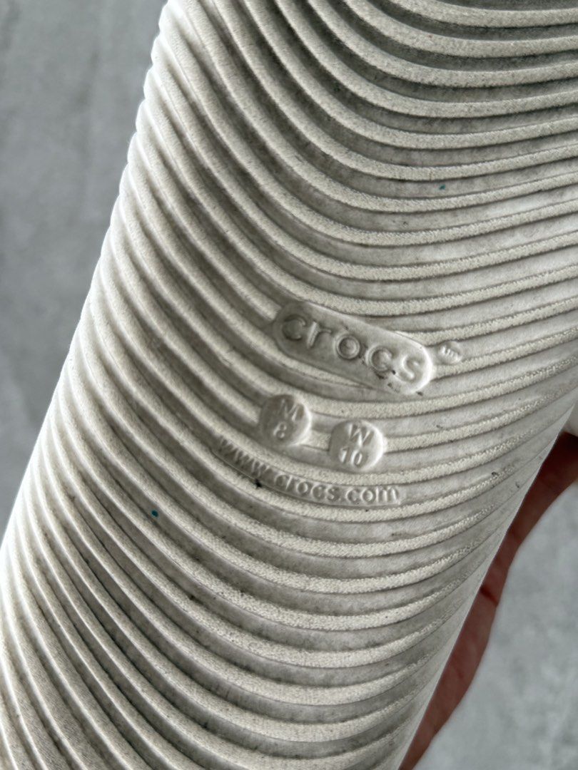 Crocs Slides White (Category: Slippers & Slides) located in Paranaque City. Submitted by rymss (Listing ID 1421630577, Image 3). Description: - White Crocs slides - Size: M8/W10 - Features Crocs logo - Textured sole for grip - Perfect for casual wear - Comfortable and easy to slip on/off - Made from signature Crocs material.
