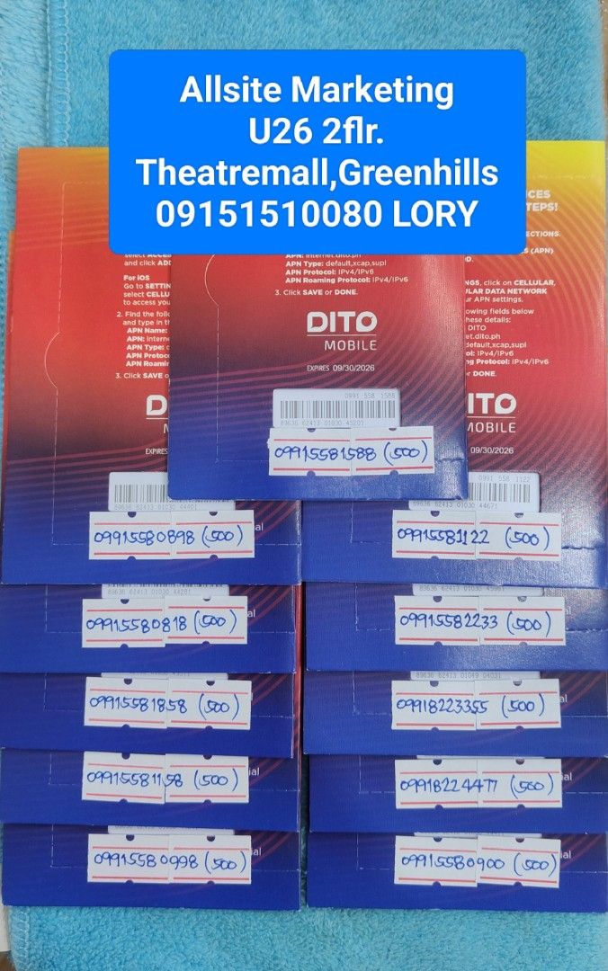 DITO NICE NUMBER (Category: Sim Cards) located in San Juan City. Submitted by genonlore (Listing ID 1421713093, Image 1). Description: store location: allsite marketing u26 2flr. theatremall,greenhills look for ate Lory 09151510080 pwede nman tawad bsta kaya lng salamat🙏.