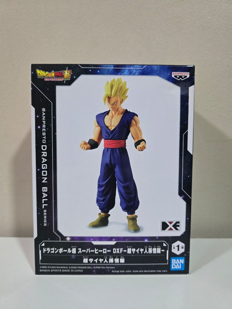 Dragon ball super Son Gohan figure banpresto bandai (Category: Toy Figures) located in Singapore. Submitted by cynx.l (Listing ID 1421779701, Image 1). Description: Banpresto Bandai anime Dragon ball Super super saiyan Son Gohan figure Brand new in box Note: Outer box may have minor scratches, but figure is brand new, never opened.