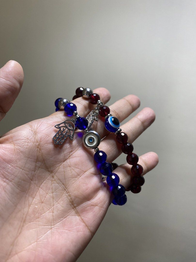Evil Eye and Hamsa Hand Bracelets (Category: Bracelets) located in General Trias. Submitted by artycles (Listing ID 1421768581, Image 1). Description: Available Now ‼️‼️ Evil Eye in 8mm Glass Crystal Beads Available Bead Colors: Red Black Blue Wine Red 🧿🧿🧿🧿🧿🧿🧿🧿🧿 Please PM your wrist size. Only 6 pieces in stock — first come, first served! #evileye #evileyebracelet #evileyecharm.