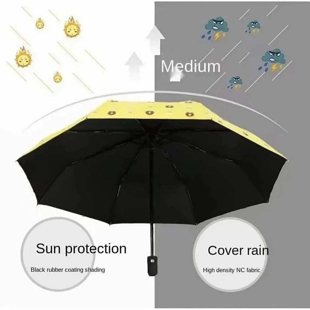 Foldable Manual Yellow Bear Umbrella - Sold each (Category: Umbrellas) located in Quezon City. Submitted by an.marie (Listing ID 1421788707, Image 3). Description: Adorable umbrella features a cute cartoon design. It provides sun protection with black rubber coating and covers rain with high-density NC fabric. The umbrella has a diameter of 110cm when open and is 69cm tall. When folded, it measures 26cm. It is easy to carry and perfect for both s