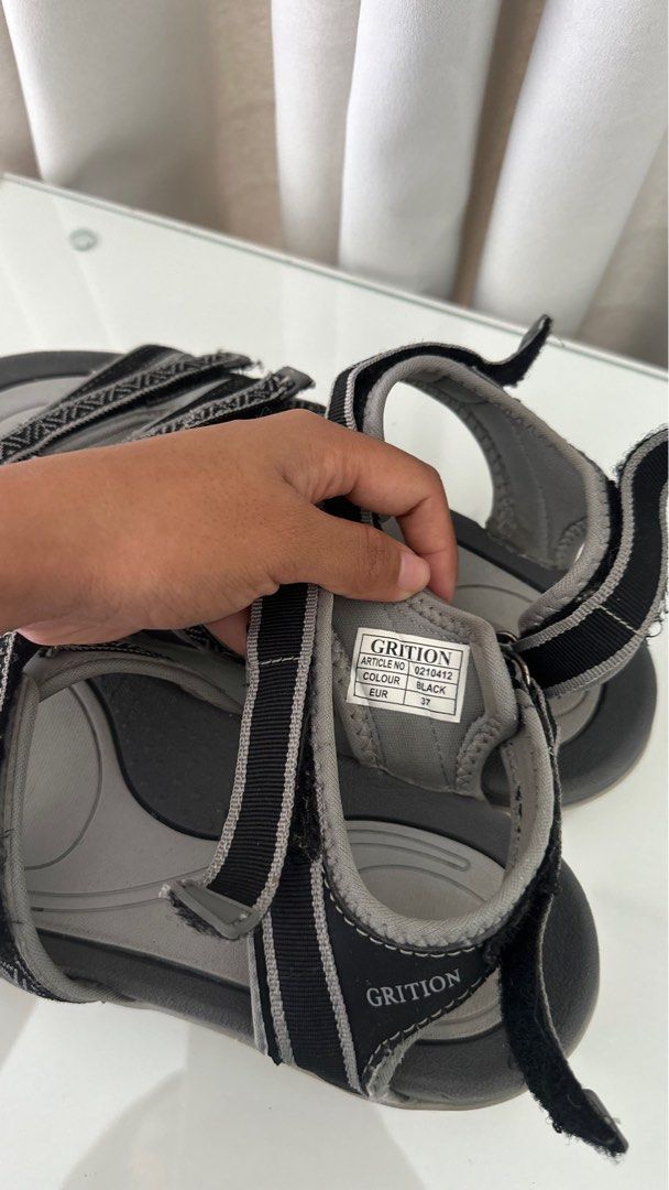 Grition Black Sandals (Category: Flats & Sandals) located in Santa Rosa. Submitted by declutterbydl (Listing ID 1421678590, Image 2). Description: still in good condition, bought brandnew for around 800 pesos i used it for hiking, its comfortable, grip is good too, got no blisters rfs: extra pair.