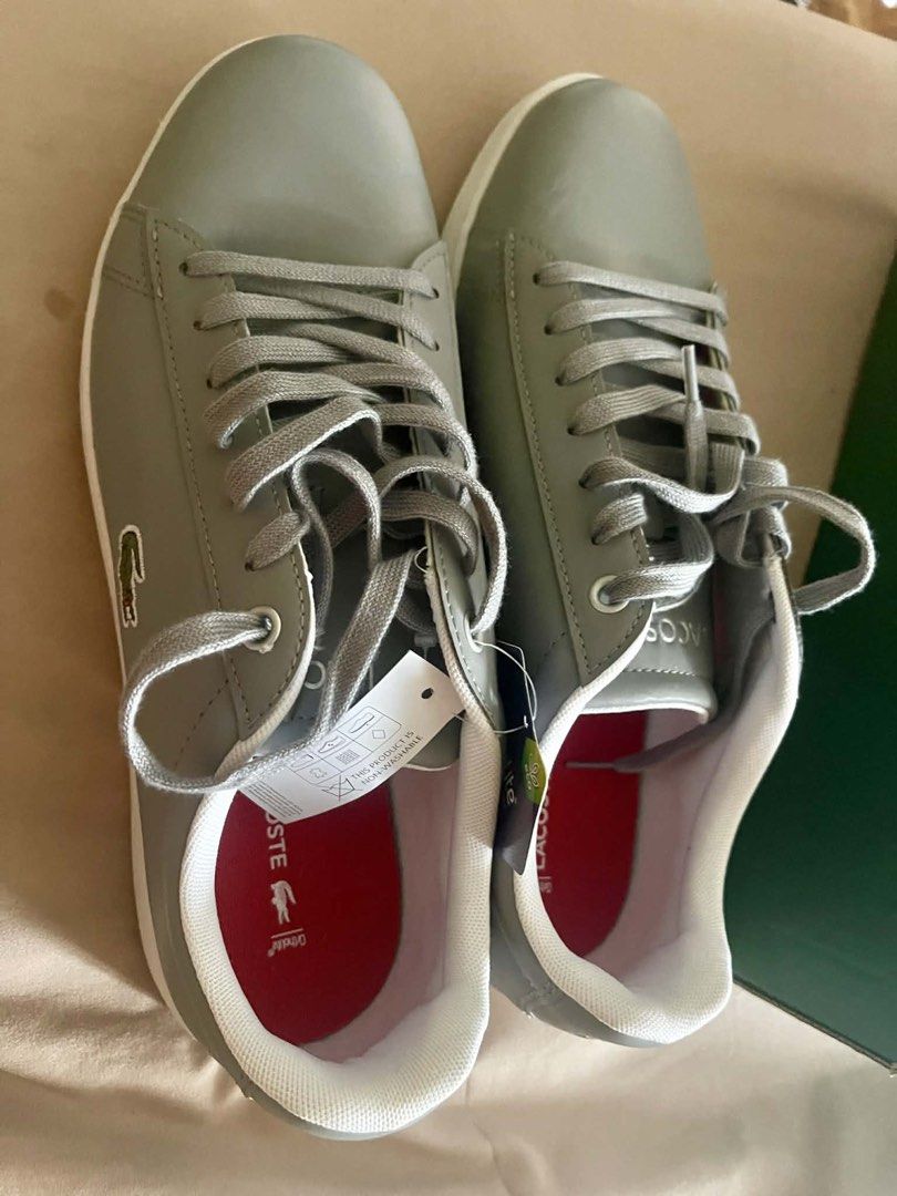 Lacoste Hydez 119 1P BMA Sneakers (Category: Sneakers) located in Makati City. Submitted by xaannee (Listing ID 1421660344, Image 1). Description: - Brand new Lacoste sneakers - Color: Grey - Size: 9.5 US / 42.5 EUR / 9.5 UK - Includes original box - White sole - Red insole - Lacoste logo visible - New with tags - Made in Vietnam Pick up at makati.