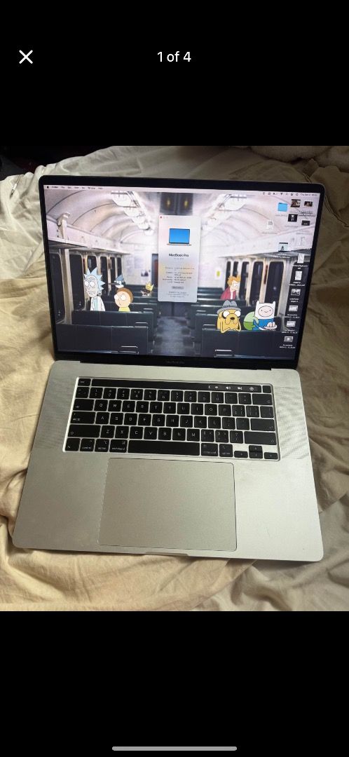 MacBook Pro 16-inch 2019 (Category: Laptops & Notebooks) located in Manila. Submitted by papihights (Listing ID 1421670263, Image 2). Description: MacBook Pro 16-inch 2019 model. Features a 2.6 GHz 6-Core Intel Core i7 processor, 16 GB of RAM, and a 351.7 GB storage. It runs on macOS Sequoia version 16.6. Includes the original charger. The screen displays a built-in Retina display..