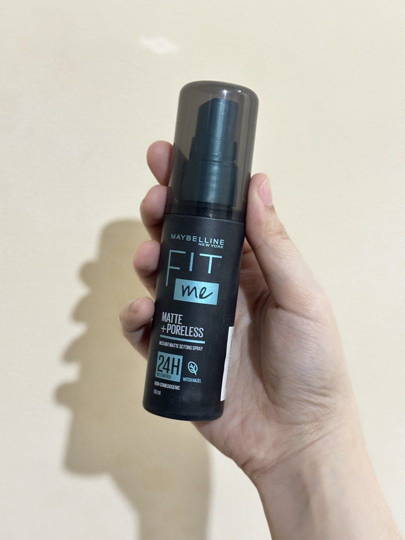 Maybelline Fit Me Matte + Poreless Setting Spray (Category: Makeup) located in Valenzuela. Submitted by lilybirdy (Listing ID 1421730503, Image 1). Description: - Maybelline Fit Me Matte + Poreless Setting Spray - TBH not rlly sure how much product left since it’s opaque but i used this so baka more than 50% pa.
