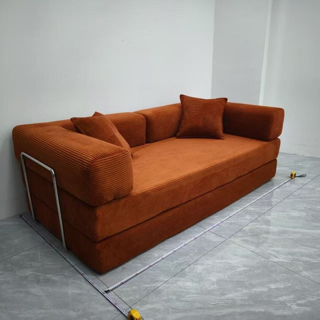 Compression and Modular Sofa Bed (Category: Sofas) located in Pasay City. Submitted by bravefalcon.8b60e2 (Listing ID 1421692827, Image 1). Description: The modular sofa bed features a corduroy fabric and a sturdy metal frame. It can be configured in various ways to suit your space. The sofa bed includes cushions for added comfort. Available sizes: Double size: (150x100x70cm) - Price: 15,500 PHP Queen size: (180x100x70cm) - Price: 16,500 PHP King
