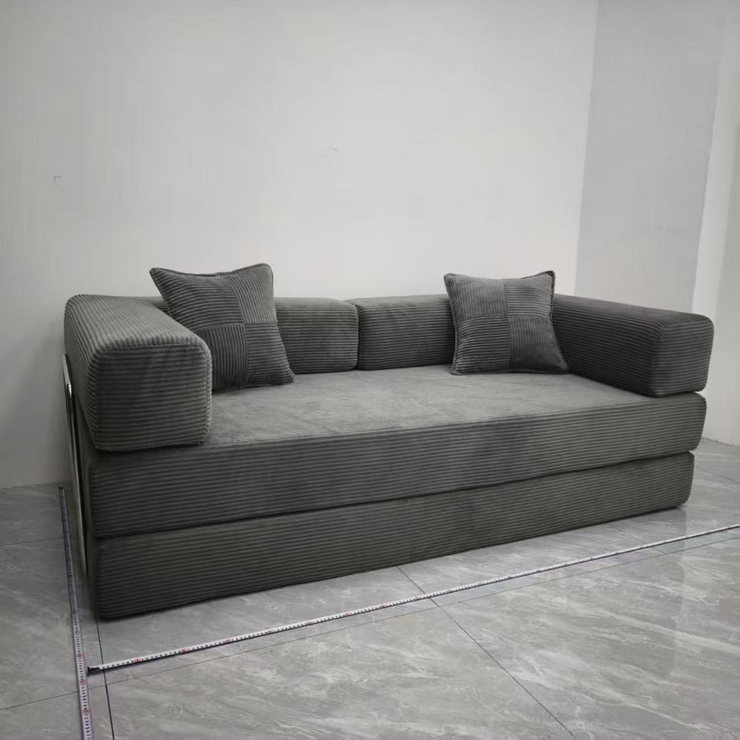 Compression and Modular Sofa Bed (Category: Sofas) located in Pasay City. Submitted by bravefalcon.8b60e2 (Listing ID 1421692827, Image 3). Description: The modular sofa bed features a corduroy fabric and a sturdy metal frame. It can be configured in various ways to suit your space. The sofa bed includes cushions for added comfort. Available sizes: Double size: (150x100x70cm) - Price: 15,500 PHP Queen size: (180x100x70cm) - Price: 16,500 PHP King