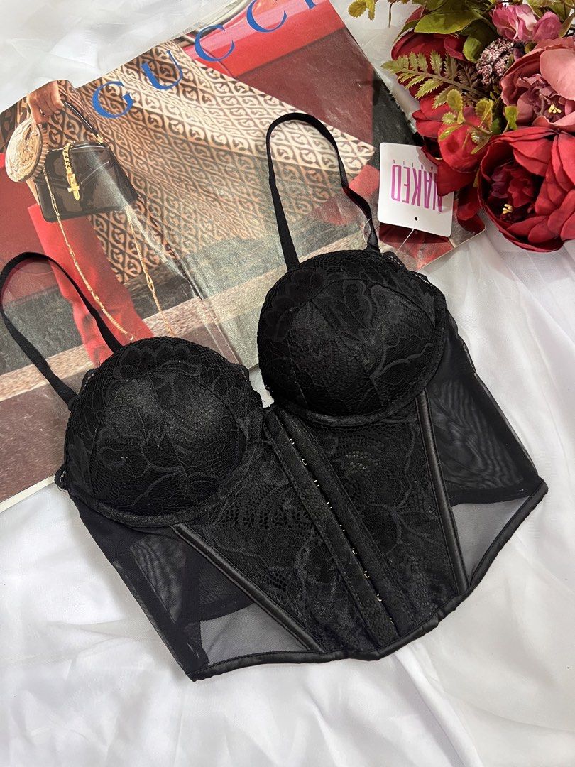 Naked Black Lace Corset (Category: Others Tops) located in Las Pinas. Submitted by nakedstudio (Listing ID 1421758487, Image 2). Description: - Naked Black Lace Corset - Size: 34B on tag (Fits 36A) - Brand: Primark - Condition: Excellent - Features: Intricate black lace design - Style: Corset - Perfect for adding elegance to any outfit.
