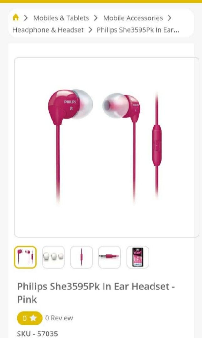 PHILIPS SHE3595PK IN EAT EARPHONE (Category: Earphones) located in Cabuyao City. Submitted by Bike_Clothing10 (Listing ID 1421639001, Image 1). Description: READ FIRST.. FOR SALE: PHILIPS SHE3595PK IN EAR EARPHONE Brandnew With Mic Legit NOTE: NO BOX. Case not included PRICE: 800 Free Shipping (J&T) PICK UP OR SHIPPING ONLY LOCATION: Cabuyao Laguna -NO COD/COP- PM FOR INQUIRIES...