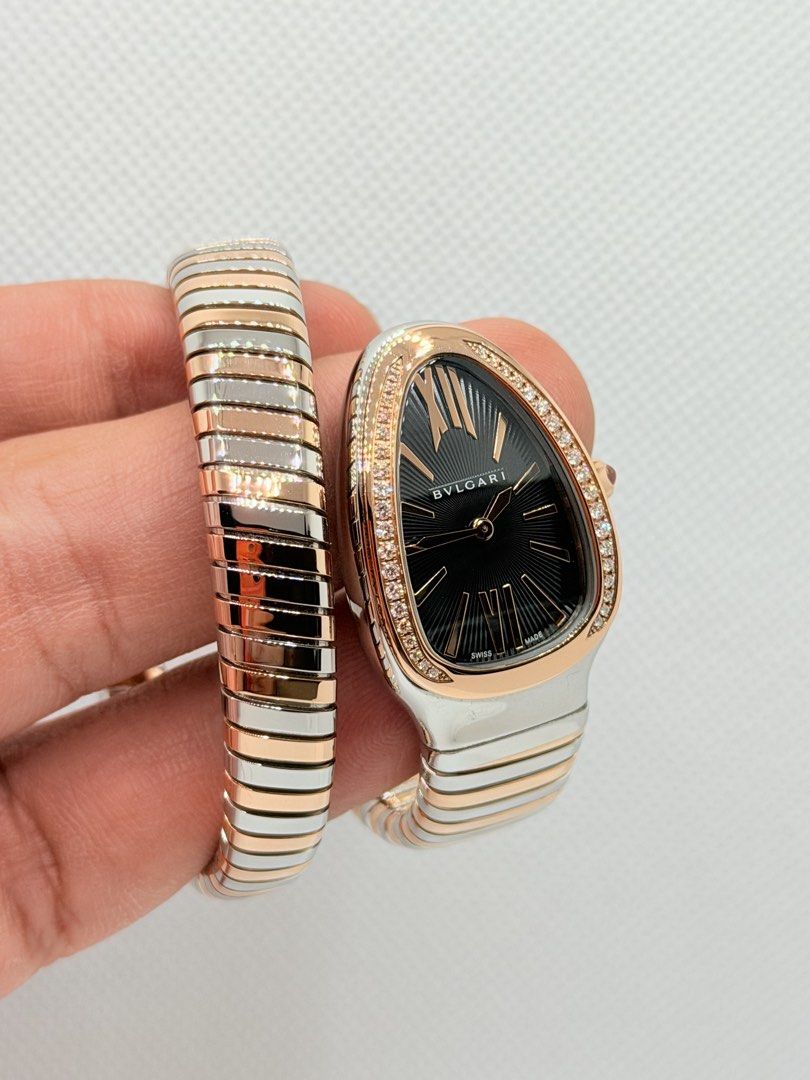 Pre Owned 09/2024 Bvlgari Serpenti Tubogas Half Rose Gold 102098 (Category: Watches) located in Singapore. Submitted by worthytime (Listing ID 1421629999, Image 1). Description: 🫵Join my Tele-gram channel for latest updates: CWXWATCHES ➡️Bvlgari Serpenti Tubogas Half Rose Gold 102098 ➡️September 2024 (5 Years Bvlgari International Warranty Till 09/2029) ➡️Very Mint Condition (Unpolished) ➡️Full Complete Set ➡️Original Purchase Receipt Will Be Gi