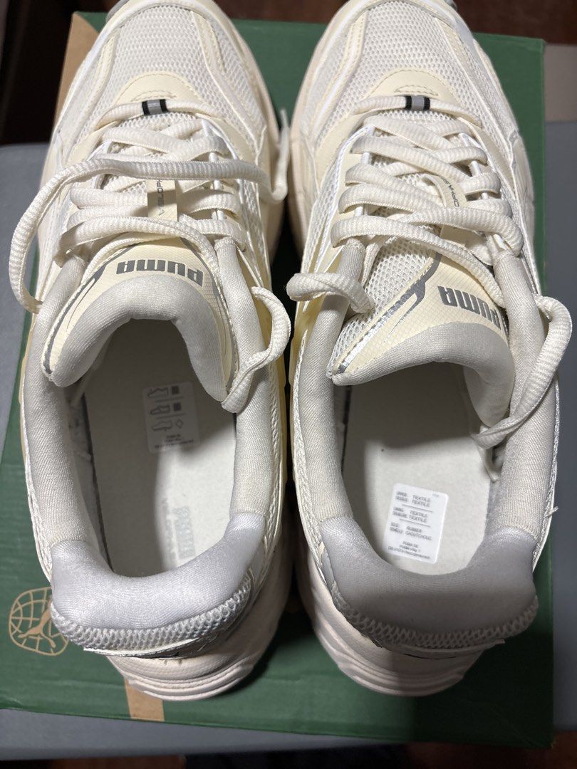Puma Velophasis Always On Sneakers (Category: Sneakers) located in Makati City. Submitted by vanbustling (Listing ID 1421712897, Image 3). Description: - Puma Velophasis Always On sneakers - Cream colorway - Size: US 12, UK 11, EUR 46 - Mesh upper with synthetic overlays - Chunky sole - Lace-up closure - Comes with original box RFS decluttering Shipping shouldered by buyer.