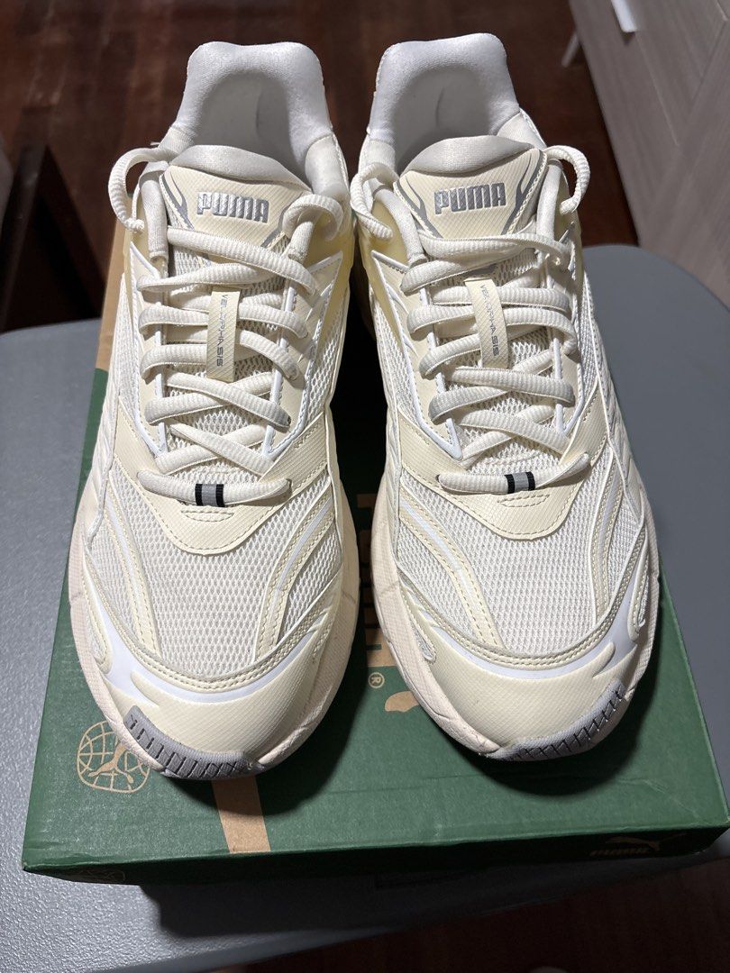 Puma Velophasis Always On Sneakers (Category: Sneakers) located in Makati City. Submitted by vanbustling (Listing ID 1421712897, Image 2). Description: - Puma Velophasis Always On sneakers - Cream colorway - Size: US 12, UK 11, EUR 46 - Mesh upper with synthetic overlays - Chunky sole - Lace-up closure - Comes with original box RFS decluttering Shipping shouldered by buyer.