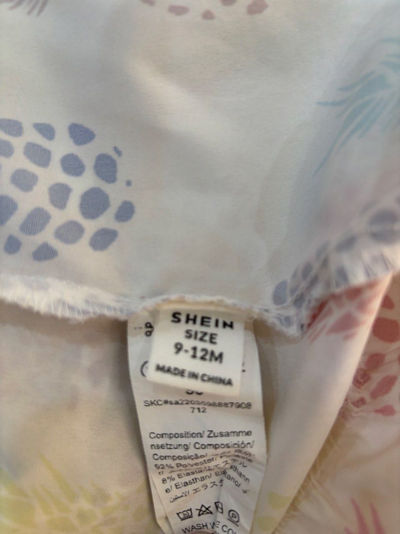 SHEIN Pineapple Print Dress 9-12M (Category: Babies & Kids Fashion) located in Cavite. Submitted by decluttererminer (Listing ID 1421742785, Image 2). Description: - First owner (my baby girl) - Last price posted - Washed - Mode of payment: GCash/BPI - Mode of delivery: J&T - Payment first - No reservations.