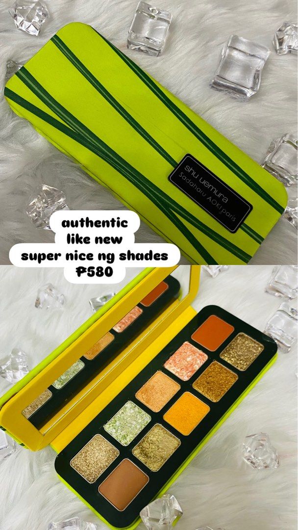 Shu Uemura Eyeshadow Palette (Category: Makeup) located in Agdangan. Submitted by lavishbyji22912 (Listing ID 1421756512, Image 1). Description: - Authentic Shu Uemura eyeshadow palette - Features a variety of shades: greens, golds, and oranges -like new -nice shades.