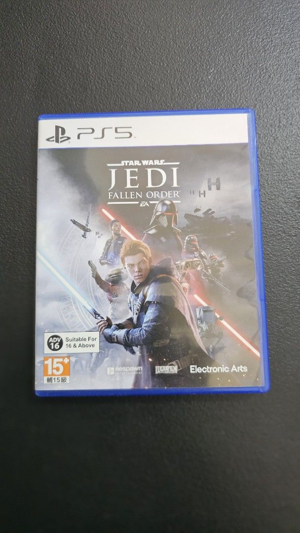 Star Wars Jedi: Fallen Order - PS5 (Category: PlayStation) located in Rizal. Submitted by dailyfindsphl (Listing ID 1421699791, Image 1). Description: Star Wars Jedi: Fallen Order for PlayStation 5. The game disc and case are included. The game is rated 16 and above. The back of the case shows some of the game's features. The game is published by Electronic Arts..